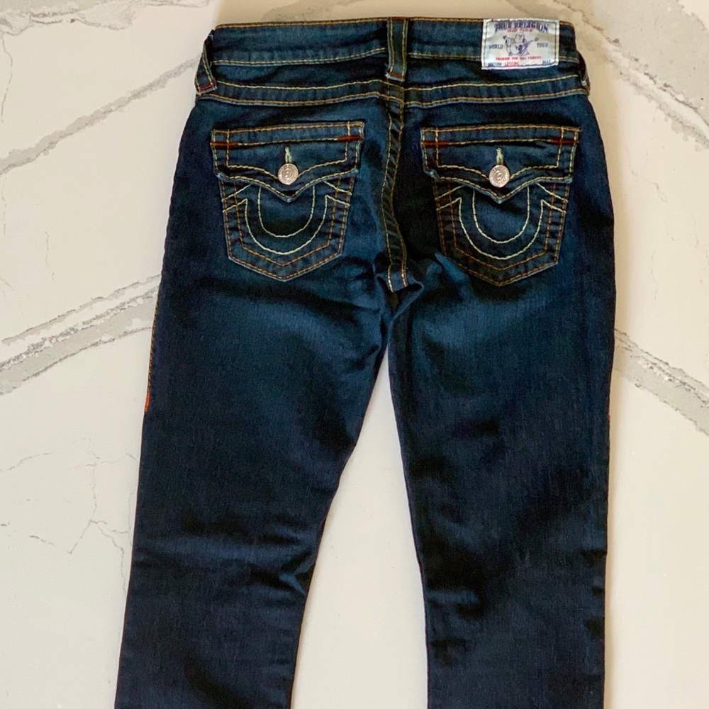 True Religion Leggings Dark Wash Flaps Women 27x29 - Picture 5 of 7